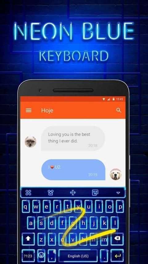 Neon Blue Keyboard Theme & Emoji Keyboard स्क्रीनशॉट 1