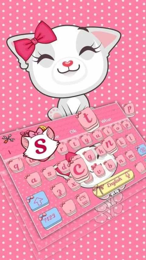 Cute Cat Bowknot Keyboard скриншот 3