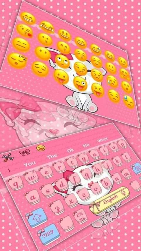 Cute Cat Bowknot Keyboard скриншот 1