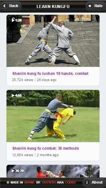KungFu Videos 7 تصوير الشاشة