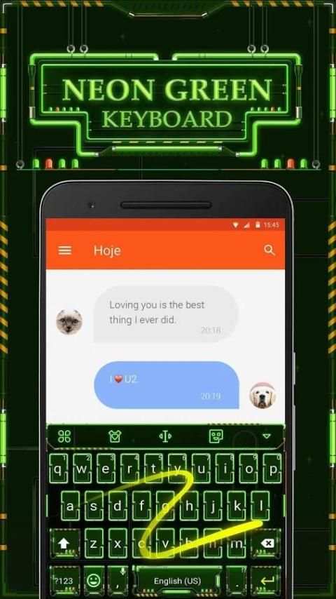 Neon Green Keyboard Theme & Emoji Keyboard स्क्रीनशॉट 1