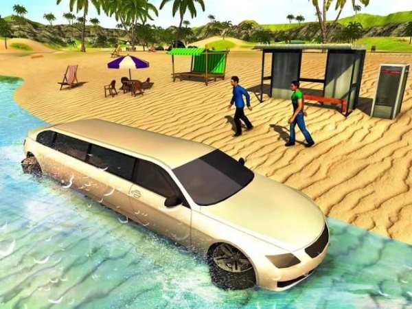 Beach Water Surfer Limousine Car Driving Simulator screenshot 2