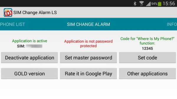 SIM Change Alarm screenshot 2