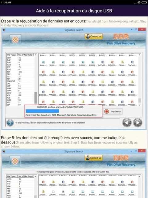 Récupération de données du lecteur USB French Help स्क्रीनशॉट 13