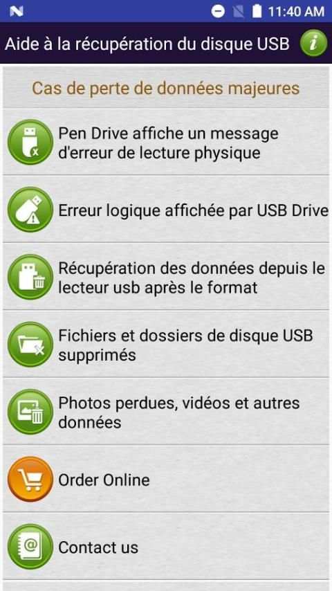 Récupération de données du lecteur USB French Help स्क्रीनशॉट 1