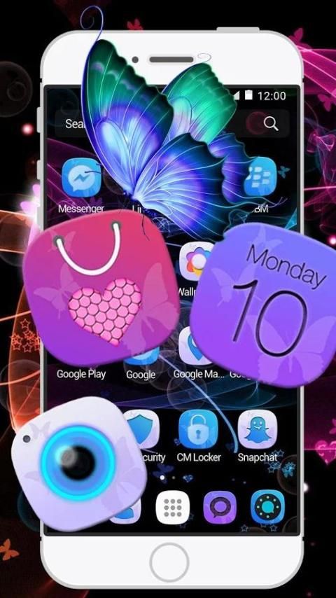 Glow Butterfly - Launcher Theme 4 تصوير الشاشة