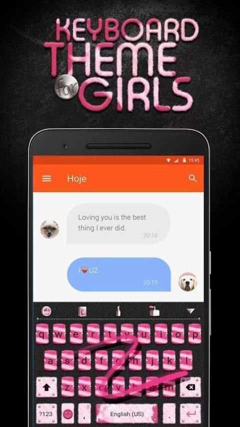 Pink Black Emoji Keyboard Theme for Girls screenshot 1