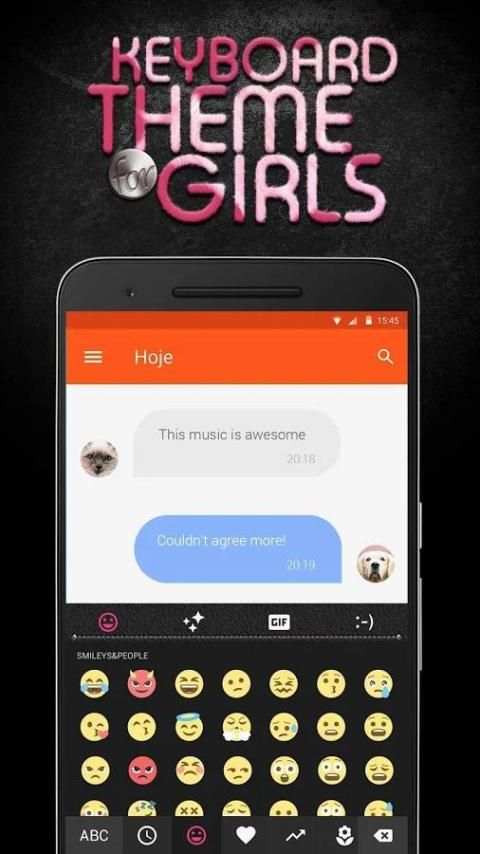 Pink Black Emoji Keyboard Theme for Girls screenshot 4