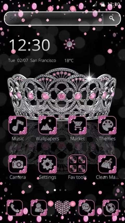 Sparkling Pink crown Theme 3 تصوير الشاشة