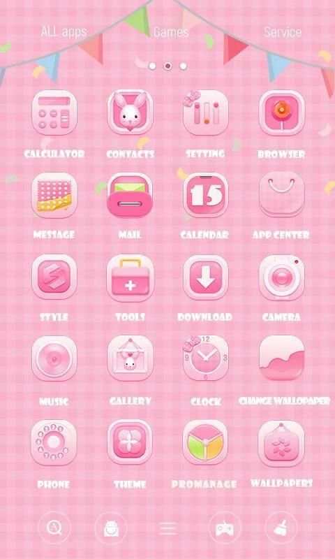 Pink Rabbit Go Launcher Theme 3 تصوير الشاشة