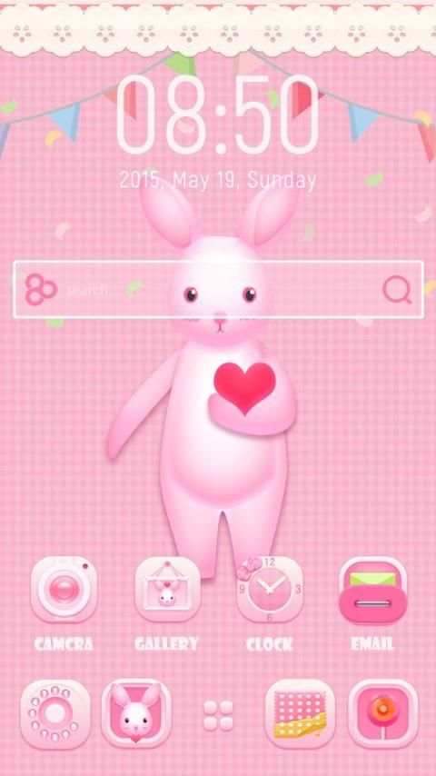 Pink Rabbit Go Launcher Theme скриншот 4