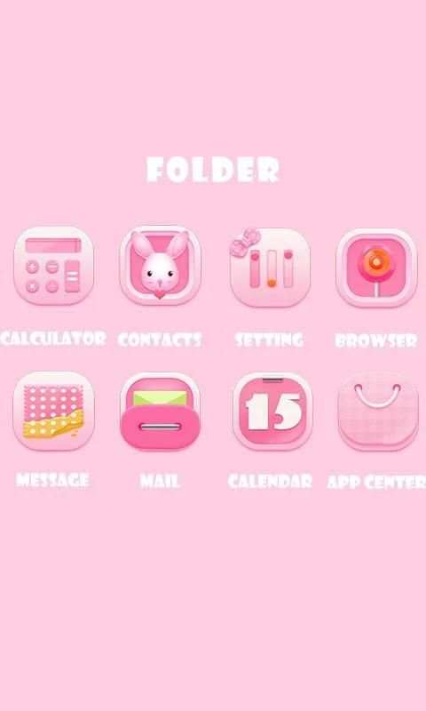 Pink Rabbit Go Launcher Theme скриншот 2