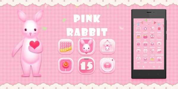 Pink Rabbit Go Launcher Theme screenshot 1