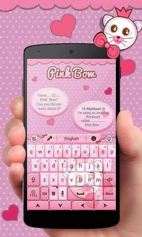 Pink Bow GO Keyboard Theme screenshot 7