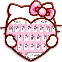 Pink Cute Kitty Cartoon Keyboard Theme