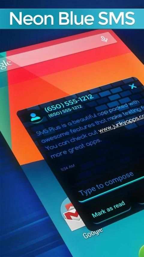 Neon Blue SMS 4 تصوير الشاشة