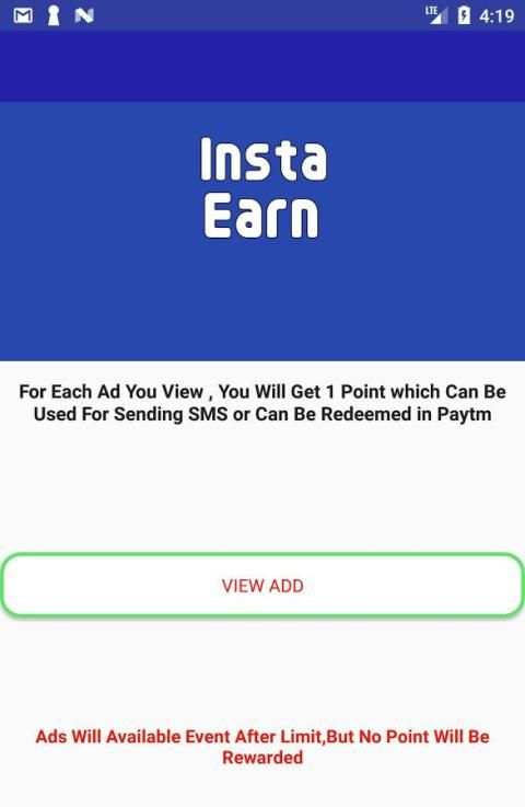 Insta Earn - Paytm Cash, Free SMS Send Any Number 1 تصوير الشاشة