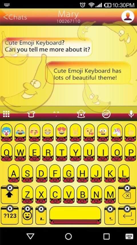 Banana Emoji Keyboard Theme Wallpaper screenshot 1