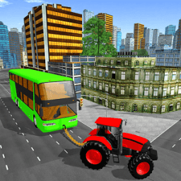 Tractor Pull Transport Traffic Car Tow. Bus Towing icon