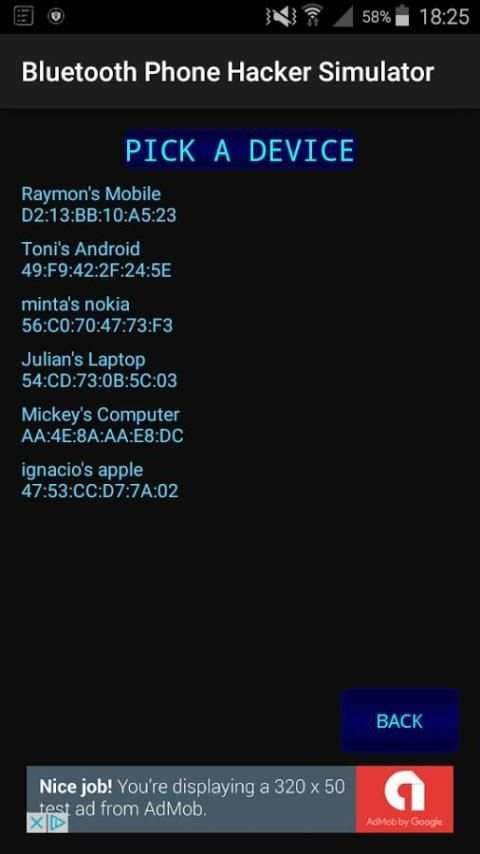Bluetooth Phone Hacker Sim скриншот 3