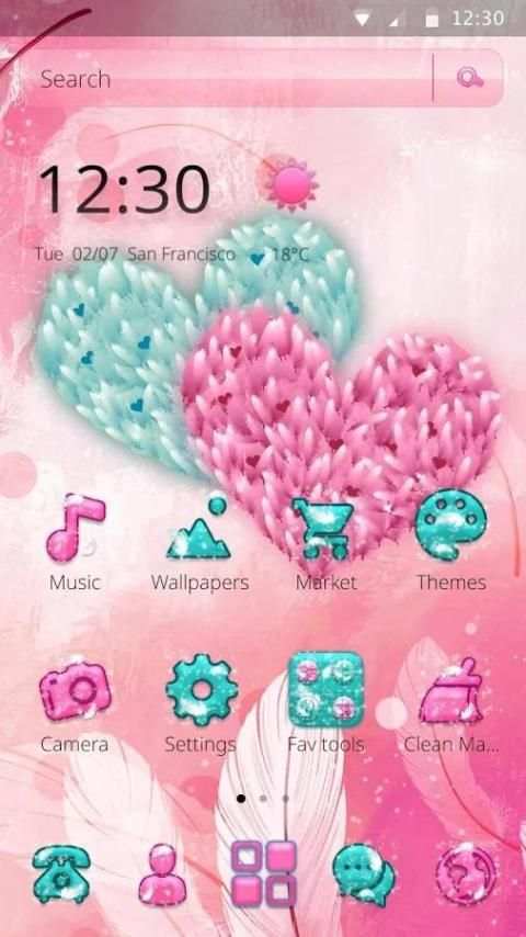 Rosa Feather Fluff Heart Theme screenshot 3