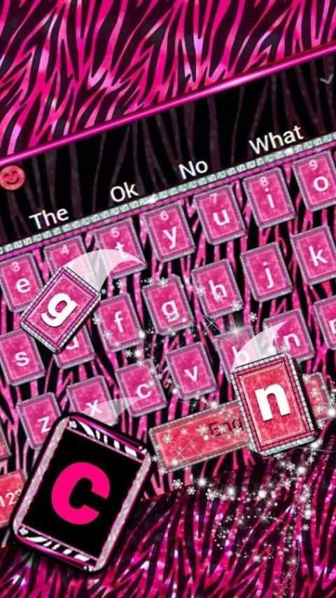 Pink Zebra Keyboard Theme скриншот 2