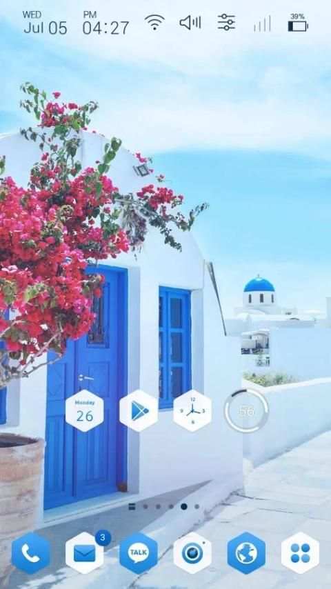 Travel to santorini Launcher theme screenshot 1