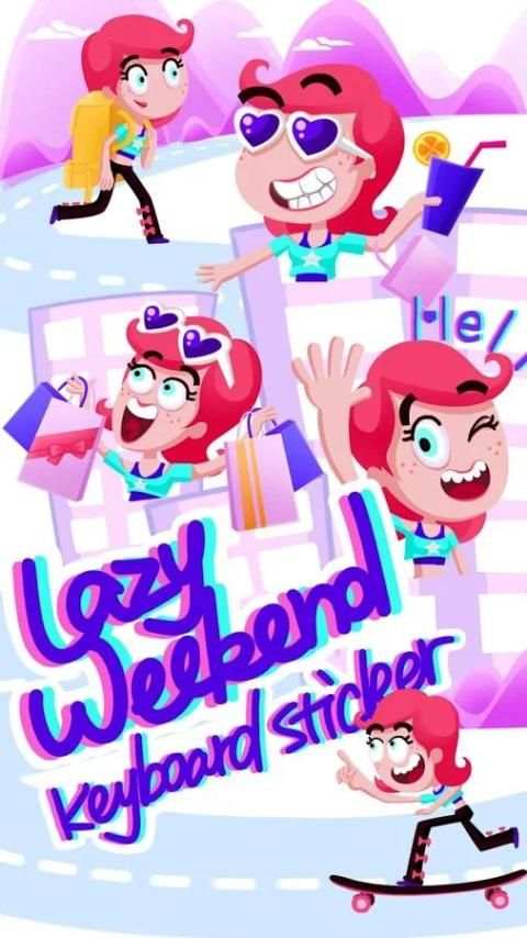 Lazy Weekend Keyboard Sticker screenshot 3