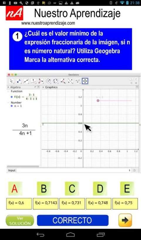 GeoGebra analizar expresión fraccionaria Naturales screenshot 3