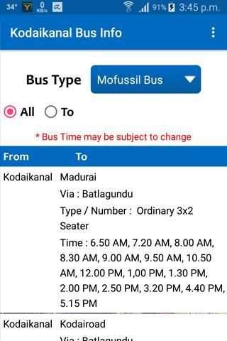 Kodaikanal Bus Info screenshot 8