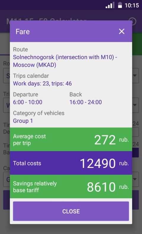 M11 15–58 Fare calculator screenshot 1