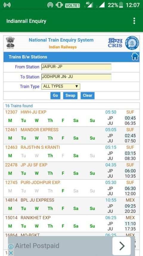 NTES Railwway app स्क्रीनशॉट 4