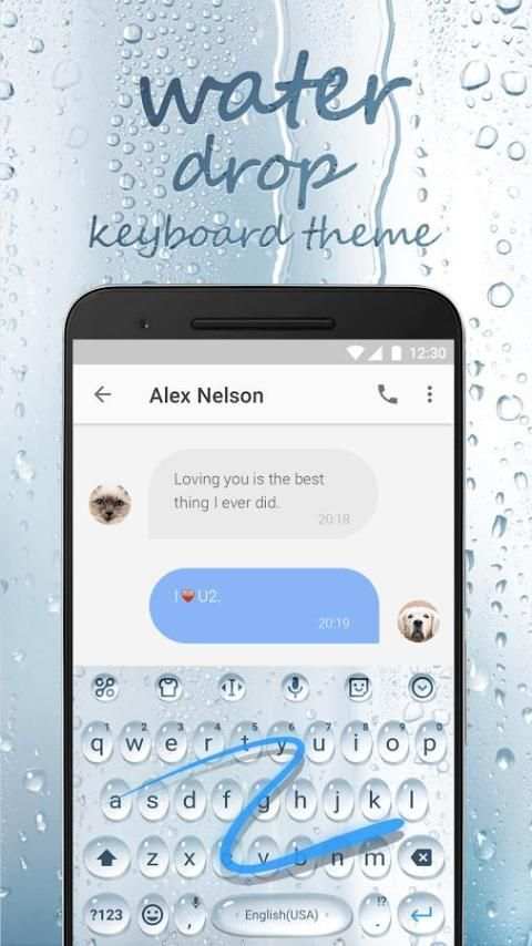 Water Drop Emoji Keyboard Theme for Facebook screenshot 1