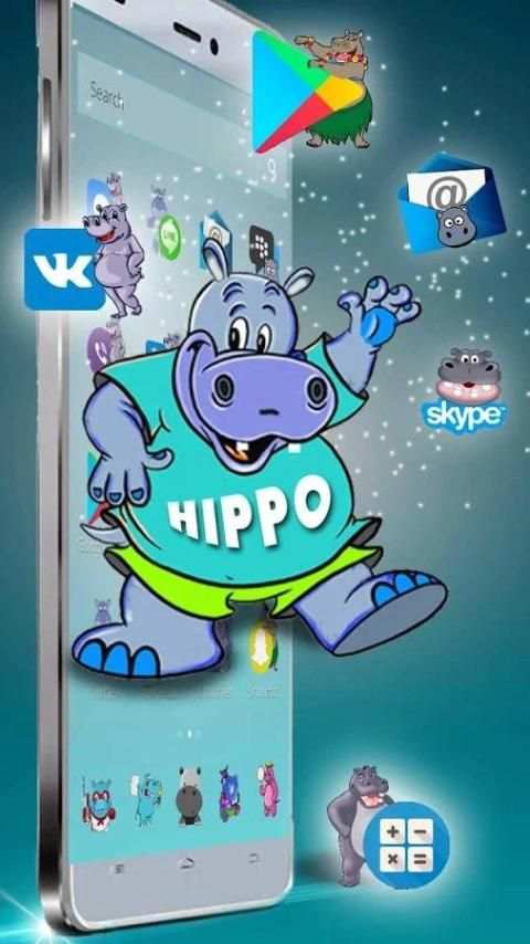 Cute Cartoon Hippo Mobile Theme screenshot 1