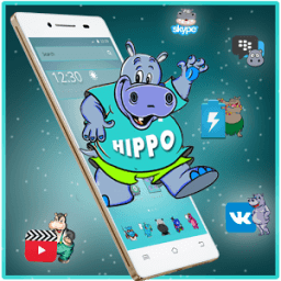Cute Cartoon Hippo Mobile Theme иконка