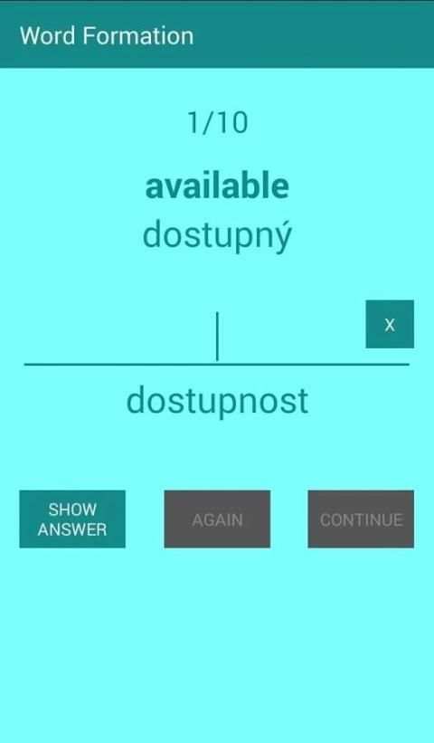 FCE word formation screenshot 2