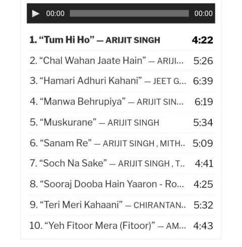 Arijit Singh Song Collection screenshot 1