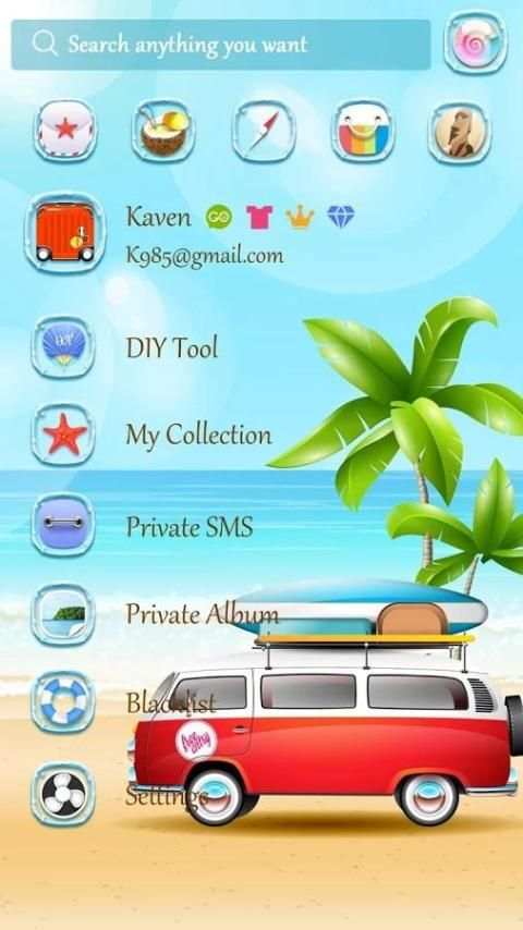 GO SMS GO TO BEACH THEME स्क्रीनशॉट 1
