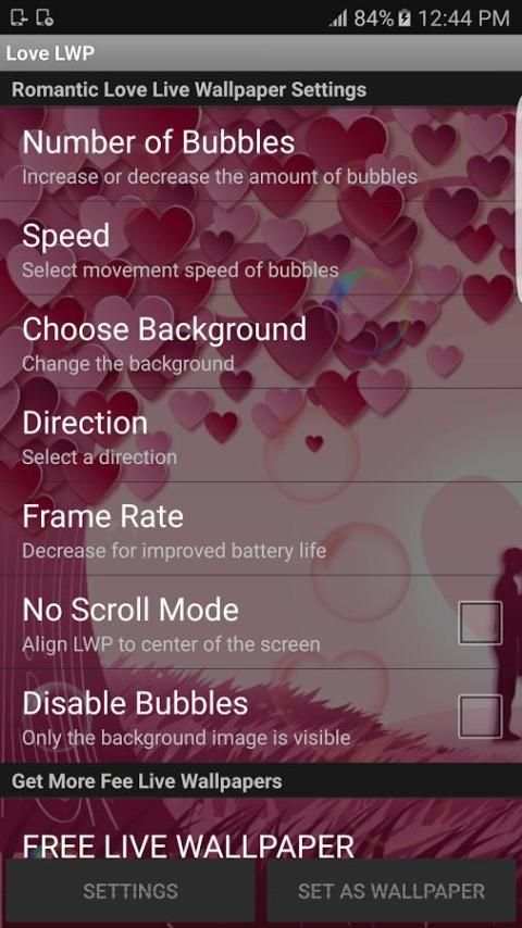 Romantic Love Live Wallpaper स्क्रीनशॉट 1