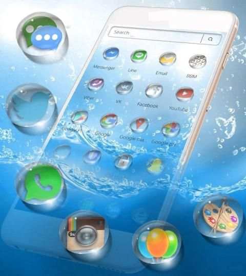 Blue Water Theme with water drop screenshot 1