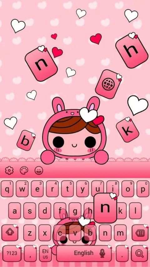 Pink Doll Keyboard Theme screenshot 2