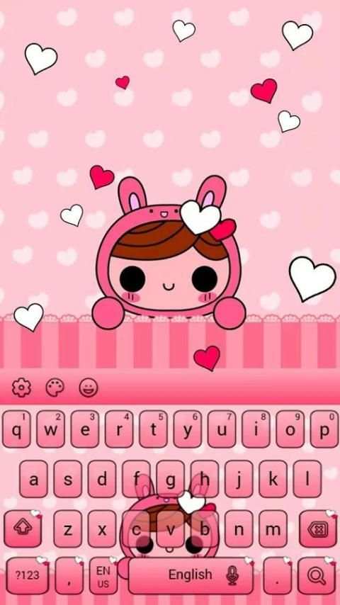 Pink Doll Keyboard Theme screenshot 3