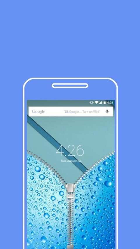 Blue RainDrops Zip Lock Screen Ziplock theme free 1 تصوير الشاشة