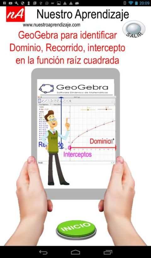 GeoGebra, características de función raíz cuadrada screenshot 4
