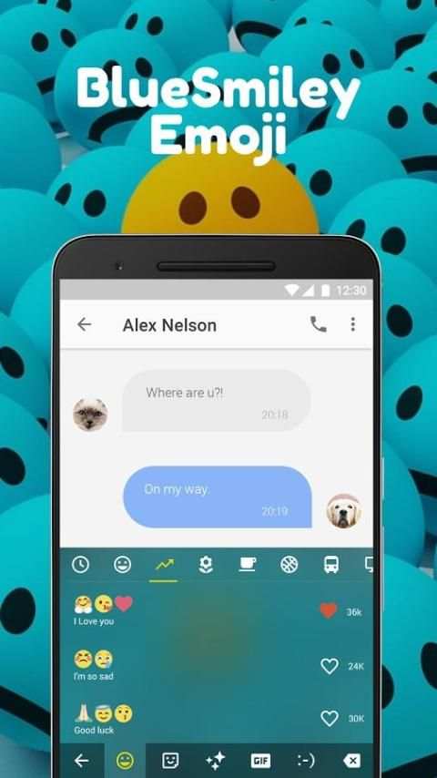 Blue Smiley Emoji Keyboard Theme for Instagram скриншот 2