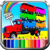 Big Vehicle Bus Truck Coloring Game For Kids