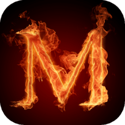 Fiery letter M icon
