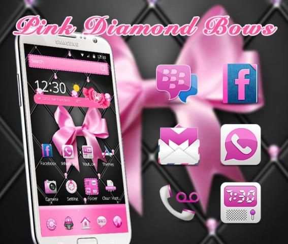 3d pink diamond bow wallpapers theme screenshot 6