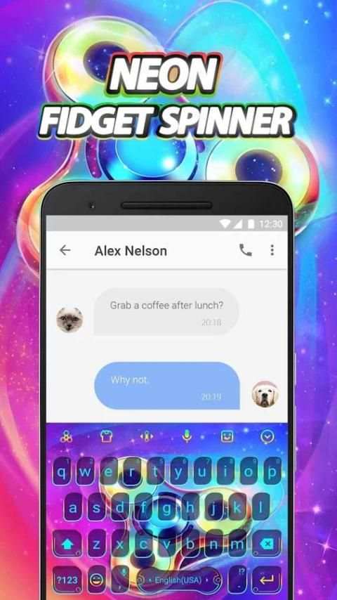 Neon Emoji Keyboard Theme for Fidget Spinner screenshot 3