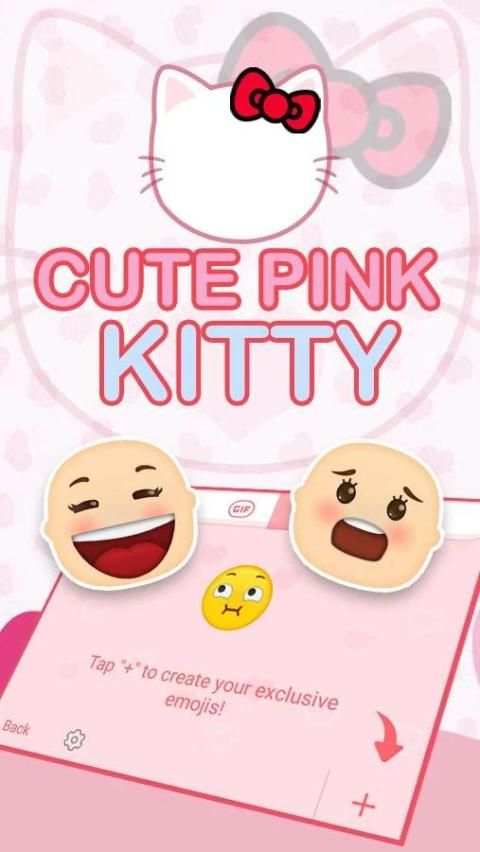 Cute pink Kitty Theme&Emoji Keyboard screenshot 3